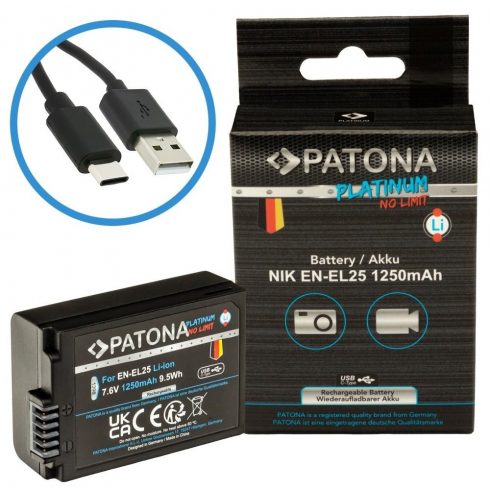 PATONA baterija za foto Nikon EN-EL25 1250mAh Li-Ion Platinum USB-C punjenje