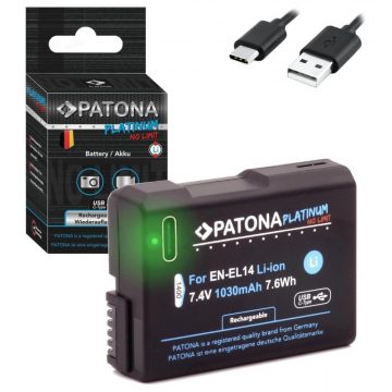   PATONA baterija za foto Nikon EN-EL14/EN-EL14A 1030mAh Li-Ion Platinum USB-C punjenje