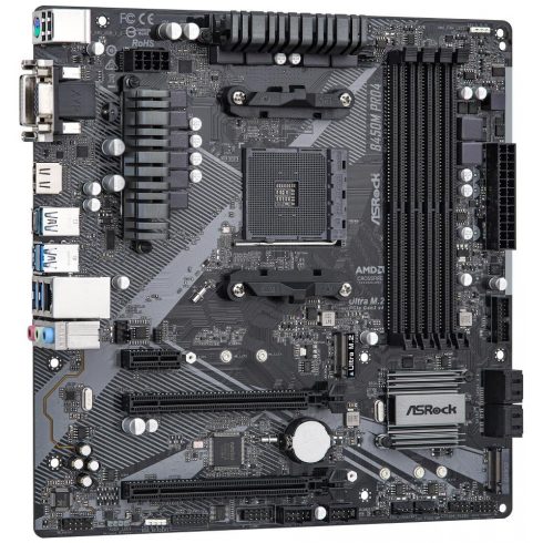 ASRock B450M PRO4 R2.0 / AMD B450 / AM4 / 4x DDR4 DIMM / HDMI / DVI-D / VGA / M.2 / USB-C / mATX