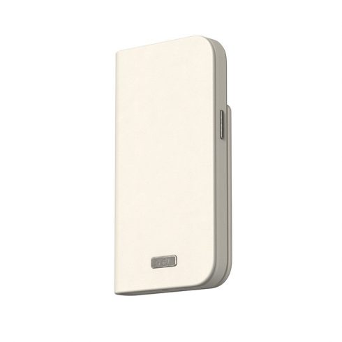 Moshi Overture MagSafe - kožna 3-u-1 torbica s preklopnom maskom za iPhone 15 (Eggnog White)