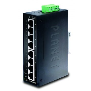   Planet IGS-801T Průmyslový Switch 8x1Gb RJ45, -40 +75°C, IP30, EFT+ESD, 12-48VDC, bez ventilatora