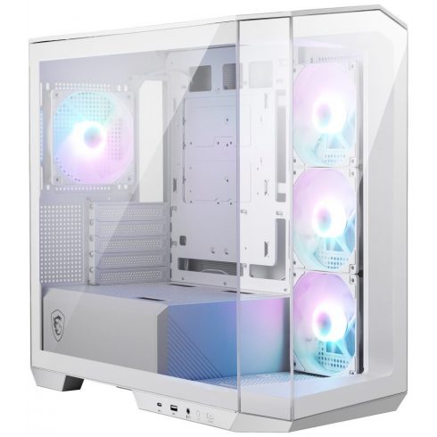 MSI kućište MAG PANO M100R PZ Bijelo/ bez napajanja/ lijevo i prednje staklo/ 4x 120 mm A-RGB ventilator/ 1x USB-C/ 1x USB3.2/ bijelo