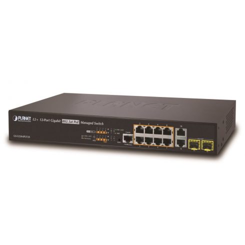 Planet GS-5220-8P2T2S L3 prekidač, 10x1Gb, 2x1Gb SFP, 8x PoE 802.3at 240W