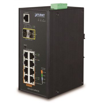   Planet IGS-4215-4P4T2S industrijski L2 preklopnik, 4x1Gb, 2x1Gb SFP, 4x PoE 802.3at 140W, 48-54VDC, -40~75°C, IP30