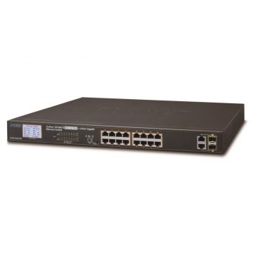   Planet FGSW-1822VHP PoE preklopnik, 16x100,2x1000-TP/SFP, LCD, VLAN, IEEE 802.3at<300W