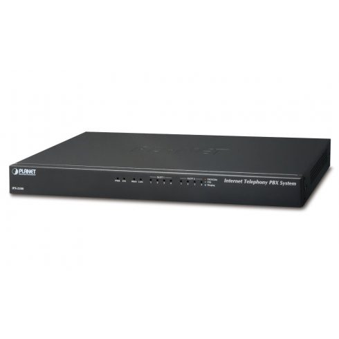 Planet IPX-2200, IP PBX, SIP proxy, 2x slot pro moduly, IVR, 200/60 uživatelů, DID, BLF, FAX, Skype-SIP, VPN, CZ