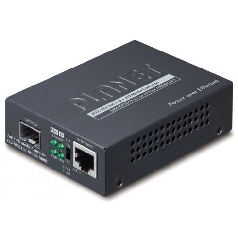 Planet GT-805A-PD konvertor 10/100/1000Base-T / miniGBIC SFP/ napajen s PoE 802.3af/at/bt