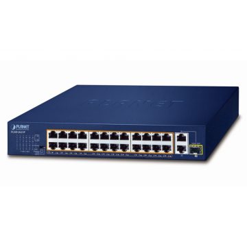   Planet FGSD-2621P PoE switch, 24x100M + 1x1Gb RJ45 + 1xSFP, PoE 802.3at 185W, extend mód 10Mb-250m