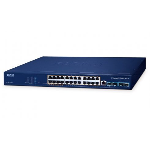 Planet GS-6311-24HP4X L3 preklopnik, 24x1Gb, 4x10Gb SFP+, 8x PoE 802.3bt + 16x PoE 802.3at 480W, QoS