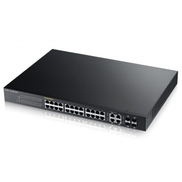   Zyxel GS1920-24HPv2 28-portni Gigabit WebManaged PoE Switch, 24x gigabit RJ45, 4x gigabit RJ45/SFP, 802.3at, 375W pro PoE