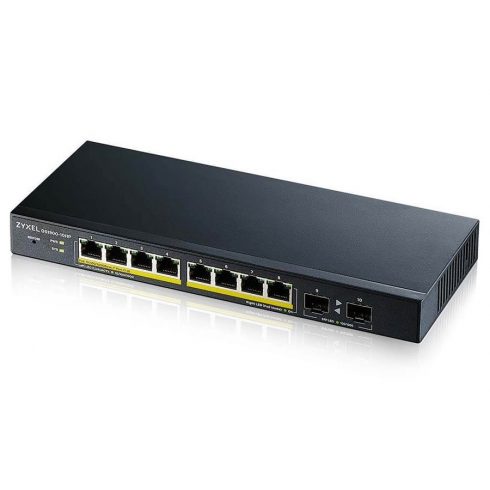 Zyxel GS1900-10HP v2 10-portni Desktop Gigabit Web Smart switch: 8x Gigabit metal + 2x SFP, IPv6, 802.3az (zeleno), PoE