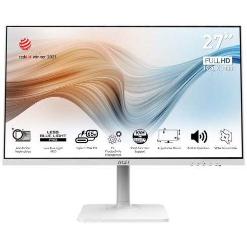 MSI Modern MD272PW/ 27"/ 1920x1080/ IPS/ 5ms/ 250cd/m2/ 1000:1/ HDMI/ DP/ USB/ USB-C/ bijeli