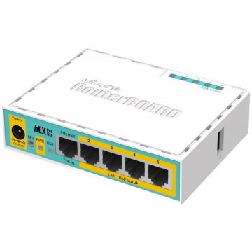   MikroTik RouterBOARD RB750UPr2 hEX PoE lite 64 MB RAM, 650 MHz, 5x LAN,1x USB, PoE vč. L4