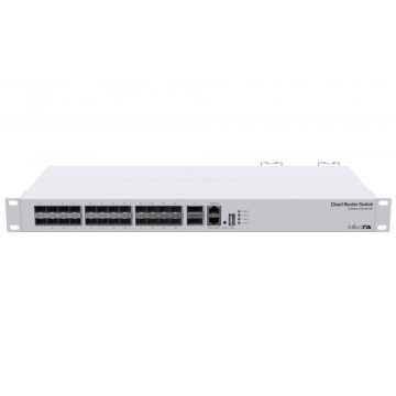   MikroTik Cloud Router Switch CRS326-24S+2Q+RM 650MHz CPU, 64MB, 2x 40 Gbps QSFP+, 24x 10 Gbps SFP+, ROS L5, PSU,1U