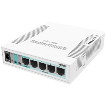   Mikrotik RouterBOARD RB260GS/ nastavitelný 5-portový gigabit smart switch SFP cage/ SwOS/ zdroj