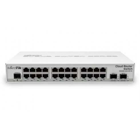 MikroTik Cloud Router Switch CRS326-24G-2S+IN 800MHz CPU, 512MB, 24x GLAN, 2x SFP+ kavez, ROS L5, PSU