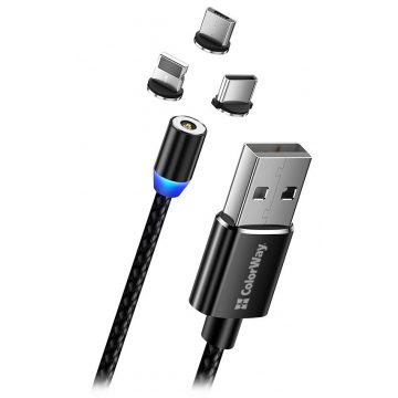   Colorway kabel za punjenje 3u1 Lightning+MicroUSB+USB-C/ Magnetic/ 2.4A/ Najlon/ 1m