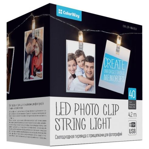 COLORWAY LED foto klinovi / 40 LED dioda / dužina 4,2 m / topla bijela / USB napajanje