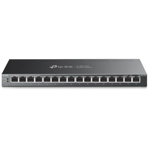 TP-Link TL-SG116P Switch 16x GLAN s POE+, 120W, kov