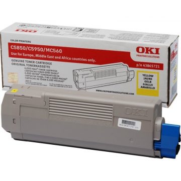   OKI original toner kaseta 43865721/ C5850/ C5950/ MC560/ MC560n/ MC560dn/ 6000 str./ Žuti