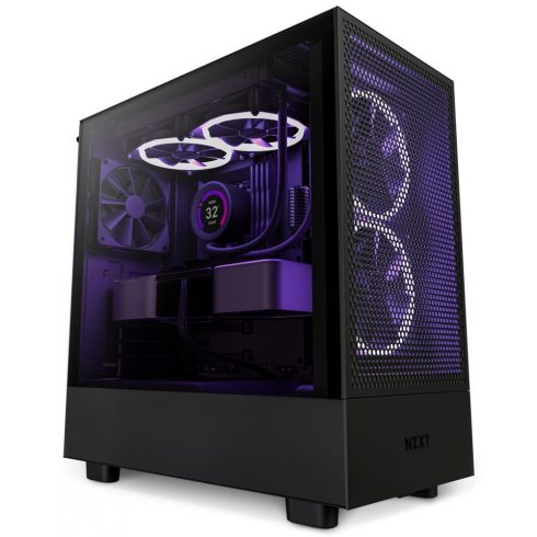 NZXT kućište H5 Flow edition / 2x120 mm ventilator / USB 3.0 / USB-C 3.1 / prozirna strana / mrežasta ploča / crna