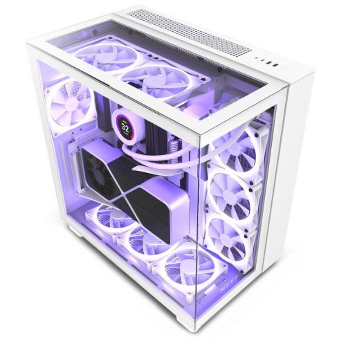 NZXT kućište H9 Elite dvokomorni ATX / 3xRGB 120 mm / 1x 120mm ventilator / staklo / RGB&kontroler ventilatora / bijelo