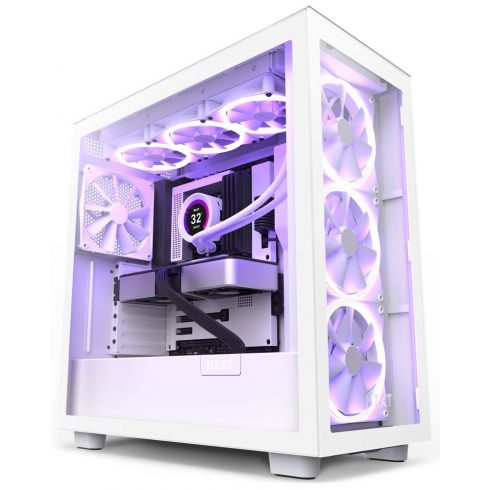 NZXT kućište H7 Elite Edition / ATX / 4x 140mm (3x RGB) ventilator / USB-C / 2x USB/ staklo bočne ploče / staklo ploča / bijela