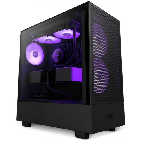 NZXT kućište H5 Flow RGB izdanje / 2x120 mm ventilator / USB 3.0 / USB-C 3.1 / RGB / prozirna strana / mrežasta ploča / crna