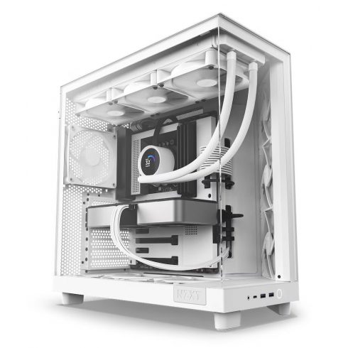 NZXT kućište H6 Flow dvokomorno / MidT / 3x120mm ventilator / 2xUSB 3.2 / USB-C / staklo bočno i prednje / bijelo