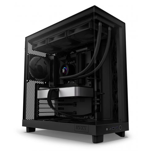 NZXT kućište H6 Flow dvokomorno / MidT / 3x120mm ventilator / 2xUSB 3.2 / USB-C / staklo bočno i prednje / crno