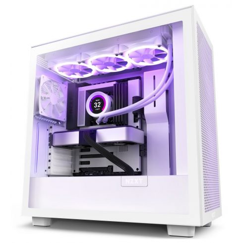 NZXT kućište H7 Flow edition / ATX / 2x 120 mm ventilator / USB-C / 2x USB / staklena strana / mrežasta ploča / bijelo