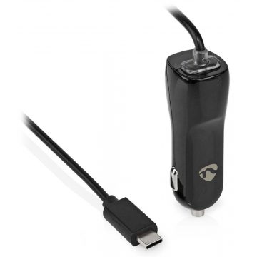   NEDIS auto punjač/ 18 W/ 12 - 24 V DC/ 3.0 A/ USB-C/ crni/ kabel 1 m