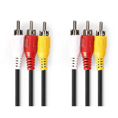 NEDIS AV kabel/ konektori 3x RCA utikač - 3x RCA utikač/ crni/ 1,5m