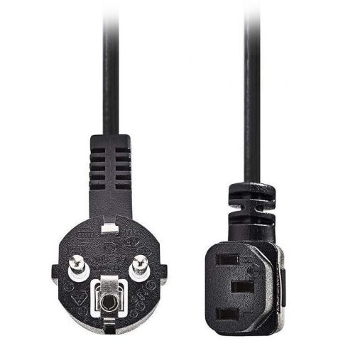 NEDIS strujni kabel 230V/ spojni 10A/ kutni konektor IEC-320-C13/ kutni Schuko utikač/ crni/ 5m