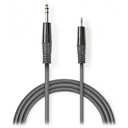 NEDIS stereo audio kabel/ 6,35 mm utikač - 3,5 mm utikač/ sivi/ 1,5 m