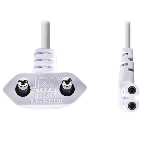 NEDIS kabel za napajanje EURO/ utikač (kutni) - konektor IEC-320-C7 (kutni, lijevi)/ bijeli/ 2m