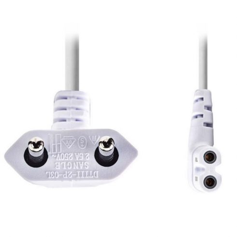 NEDIS kabel za napajanje EURO/ utikač (kutni) - konektor IEC-320-C7 (kutni, lijevi)/ bijeli/ 3m