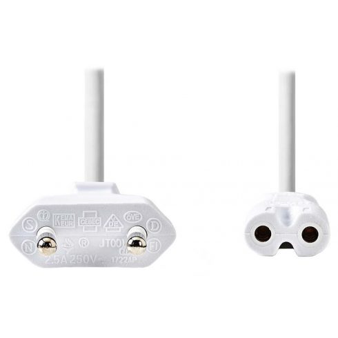 NEDIS strujni kabel 230V za adaptere/ spojni/ Euro utikač/ konektor IEC-320-C7/ dvožilni/ bijeli/ 2m