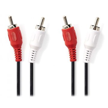   NEDIS stereo audio kabel RCA/ 2x RCA utikač - 2x RCA utikač/ crni/ bulk/ 1,5m