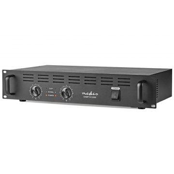   NEDIS PA pojačalo/ RMS 2x 100 W @ 8 Ohm/ 2x 150 W @ 4 Ohm/ 2 kanala/ 2U/ montaža u 19" rack/ metal/ crno