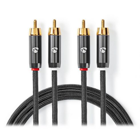 NEDIS PROFIGOLD stereo audio kabel/ 2x RCA utikač - 2x RCA utikač/ pamuk/ sivi/ BOX/ 2m