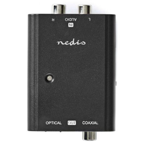 NEDIS stereo u digitalni pretvarač/ 1-smjerni/ 2x RCA utičnica (Stereo)/ RCA utičnica + Toslink utičnica/ crna