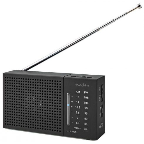 NEDIS prijenosni radio/ AM/ FM/ na baterije/ analogni/ 1,5 W/ izlaz za slušalice/ crni