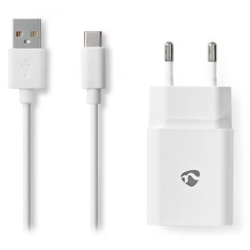   Mrežni punjač NEDIS/ USB-C/ 2.4 A/ 5.0 VDC/ bijeli/ kabel 1m