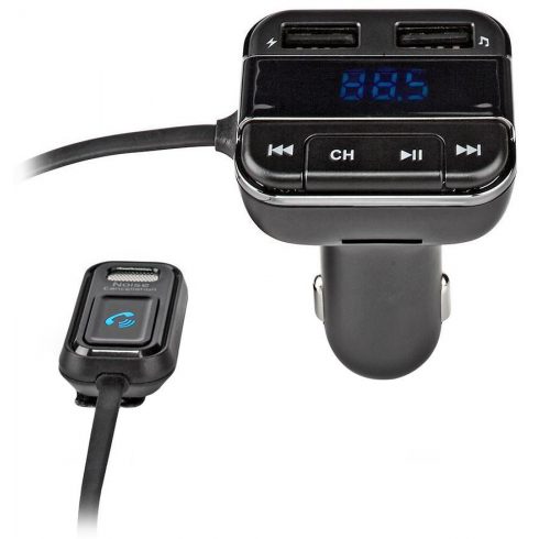 NEDIS FM odašiljač za auto/ Hands free poziv/ 0.8"/ LED ekran/ Bluetooth 5.0/ 12 - 24 V DC/ 2.4 A/ 2x USB/ crni