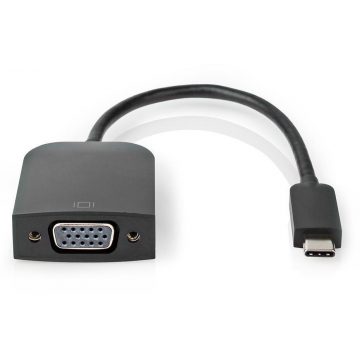   NEDIS kabelski adapter USB 3.2 Gen 1/ USB-C utikač - VGA (D-SUB) utičnica/ okrugli/ crni/ 20 cm