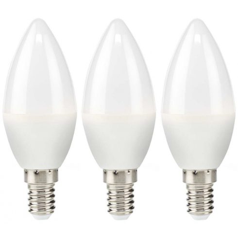 NEDIS LED žarulja E14/ svijeća/ 4,9 W/ 220 V/ 470 lm/ 2700 K/ topla bijela/ mat/ 3 kom.