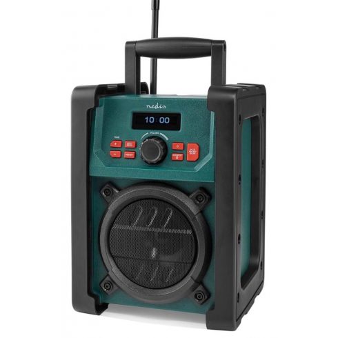 NEDIS digitalni radni radio/ desktop/ snaga 15W/ DAB+/ FM/ Bluetooth/ IP65/ na baterije/ struja/ crno-zeleni