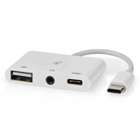 NEDIS USB 2.0 multiport adapter/ USB-C utikač/ USB-A utičnica/ USB-C utičnica/ 3,5 mm utičnica/ 480 Mbps/ okrugli/ blister