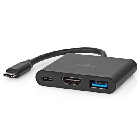 NEDIS USB 3.2 Gen 1 adapter/ USB-C utikač - USB-A utičnica - USB-C utičnica/ HDMI izlaz/ crna/ kutija/ 10 cm